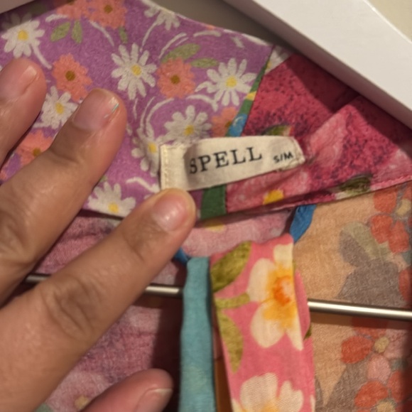 Spell Floral Multicolor Freda Patchwork Kimono Robe in Lolly - Picture 5 of 12